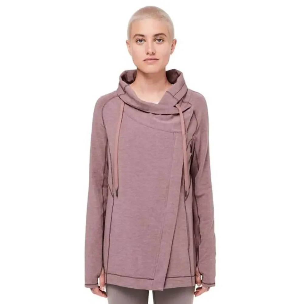 Lululemon Women's Coast Easy Wrap Heathered Misty Merlot Cardigan Sweater Size 2